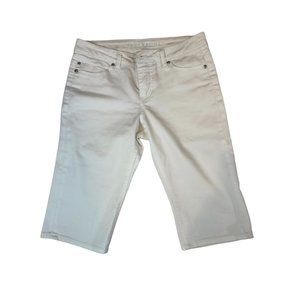 Liver Pool Mens Bermuda Shorts Denim Low Rise Straight Leg Pocket White Size 4